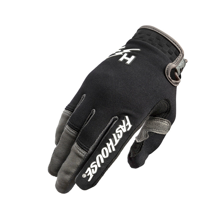 Fasthouse Youth Speed Style Glove Black/Gray - Back of Right Hand View