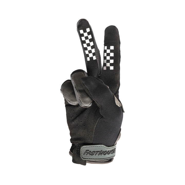 Fasthouse Youth Speed Style Glove Black/Gray - Palm View of Peace Sign