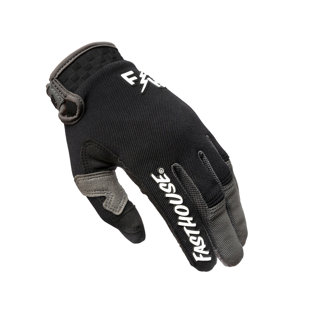 Fasthouse Youth Speed Style Glove Black/Gray - Back of Left Hand View