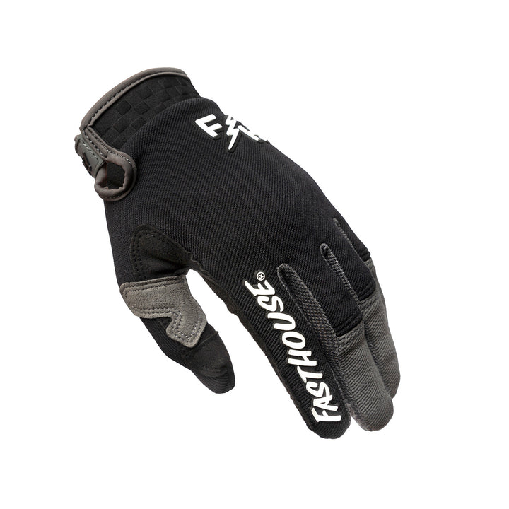 Fasthouse Youth Speed Style Glove Black/Gray - Back of Left Hand View