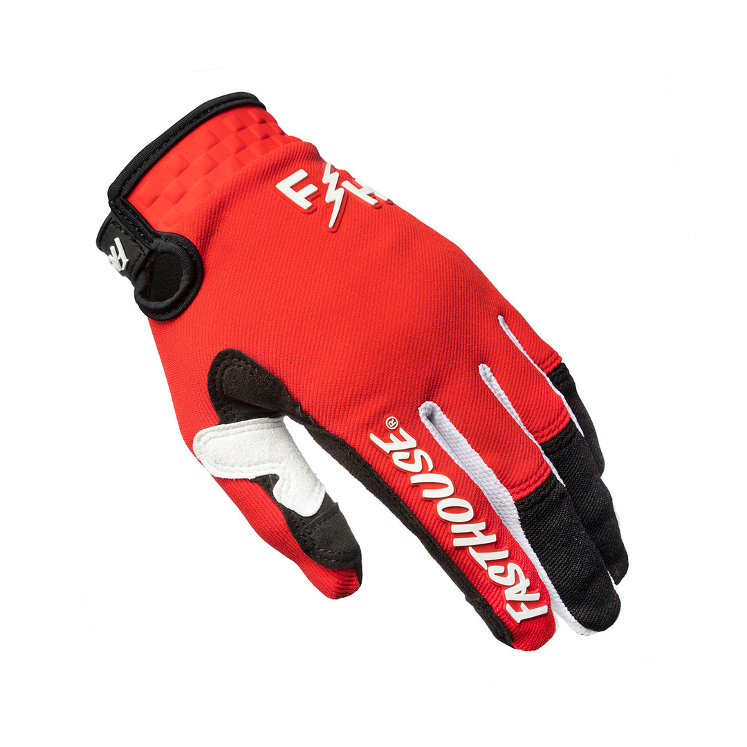 Fasthouse Youth Speed Style Glove Red/Black - Back of Left Hand View