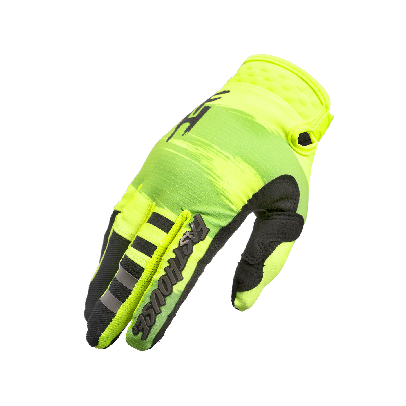 Fasthouse Youth Speed Style Jester Glove Hi-Viz/Black - Back of Right Hand View