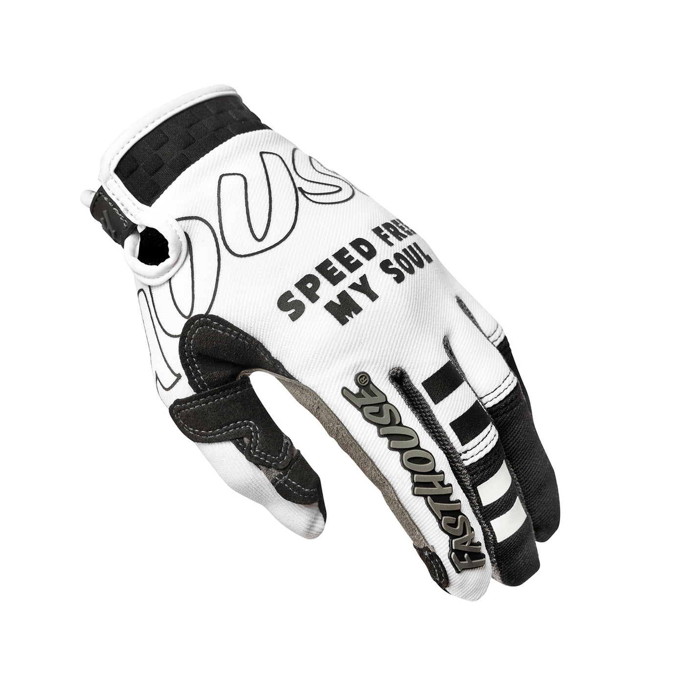 Fasthouse Youth Speed Style Riot Glove White/Black - Back of Left Hand View