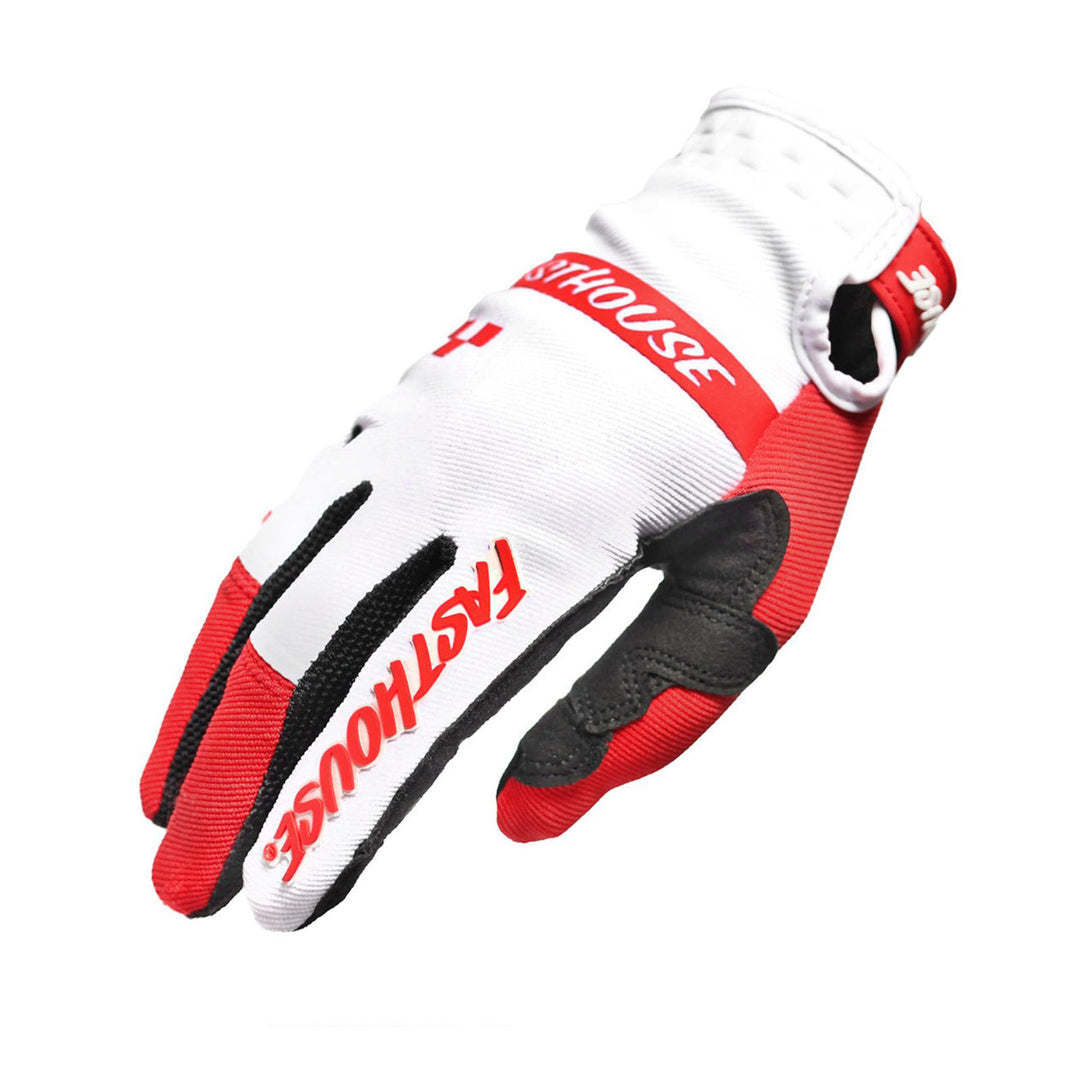 Fasthouse Youth Speed Style Mod Gloves Red/White - Back of Right Hand View