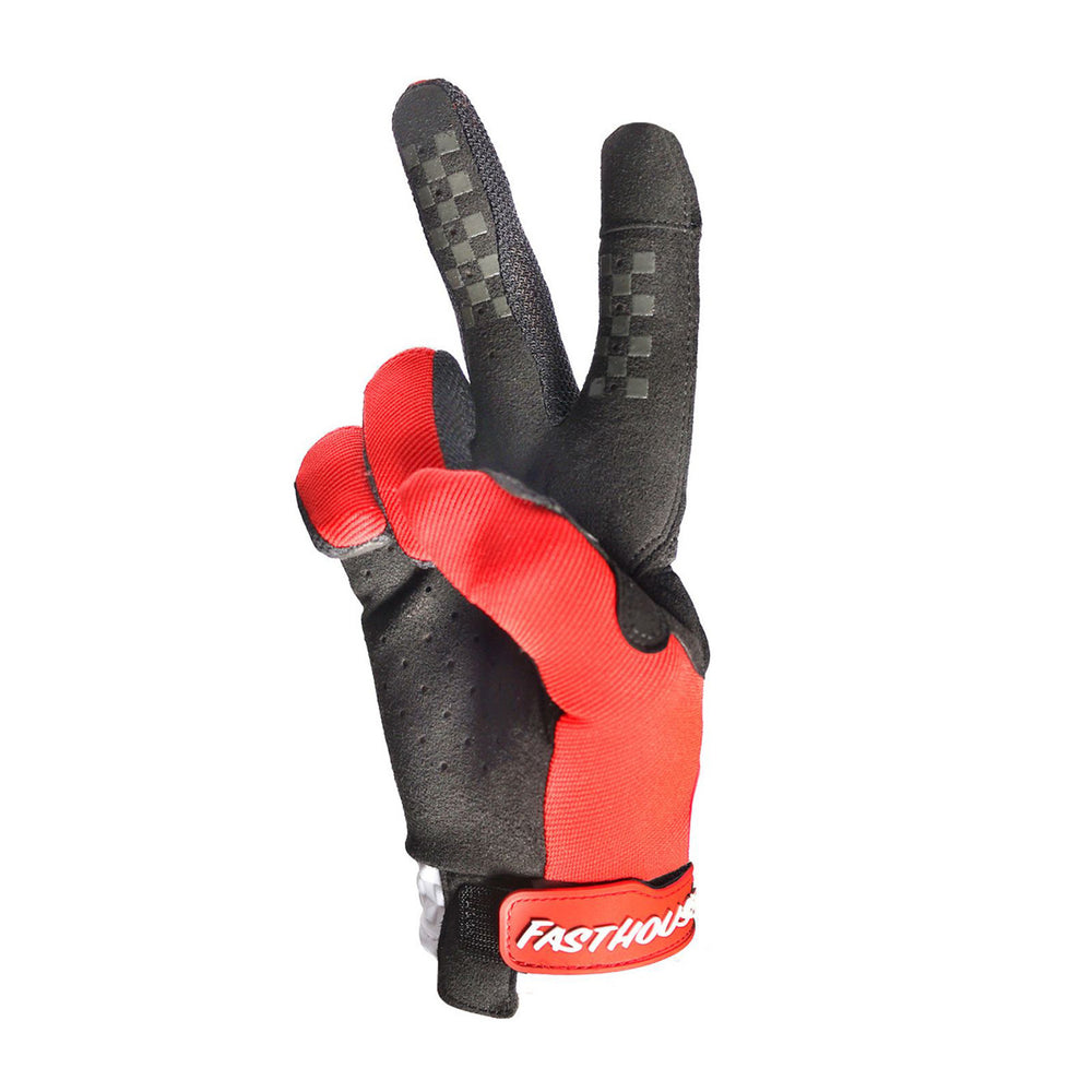 Fasthouse Youth Speed Style Mod Gloves Red/White - Palm View of Peace Sign