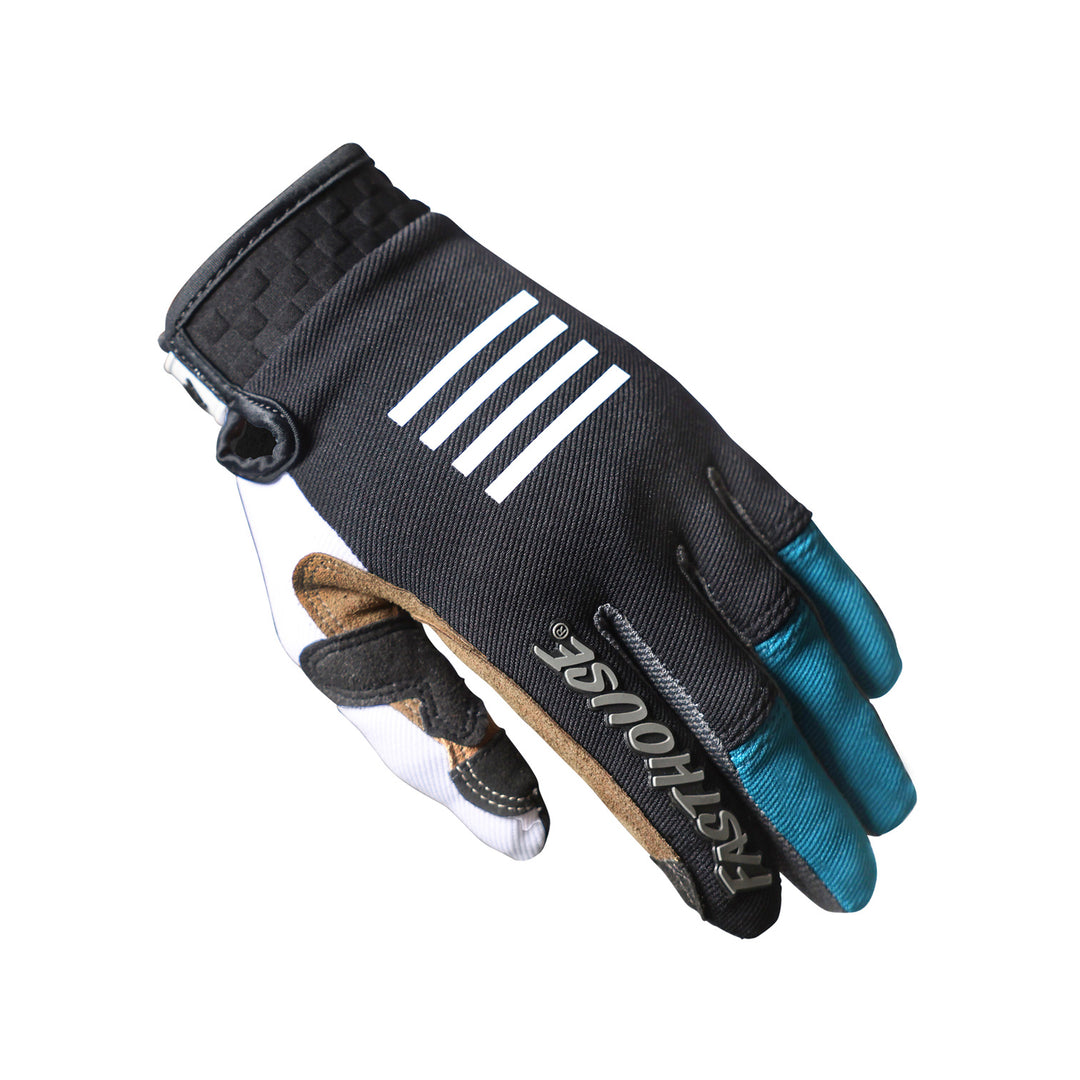 Fasthouse Youth Speed Style Mod Gloves White/Black/Marine - Back of Left Hand View