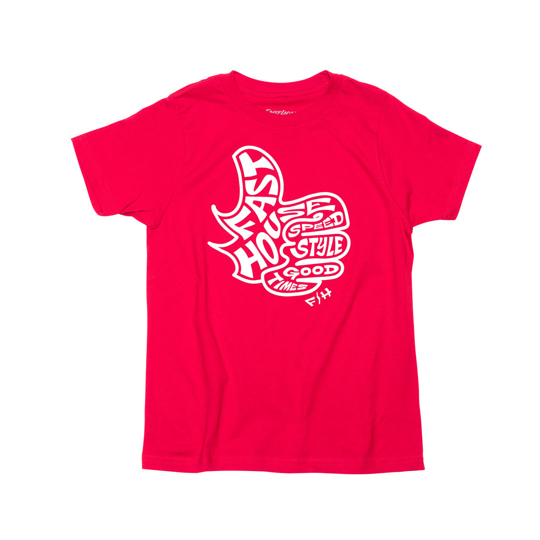 Fasthouse Youth Satisfaction SS Tee Red - Front View
