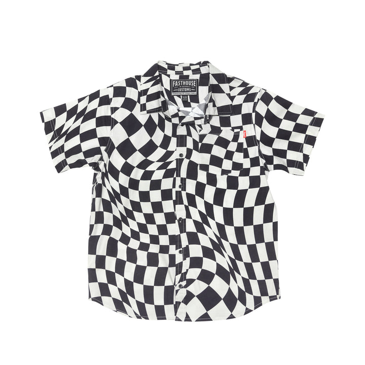 Fasthouse Youth Trip Button Up Shirt Black/White - Front View