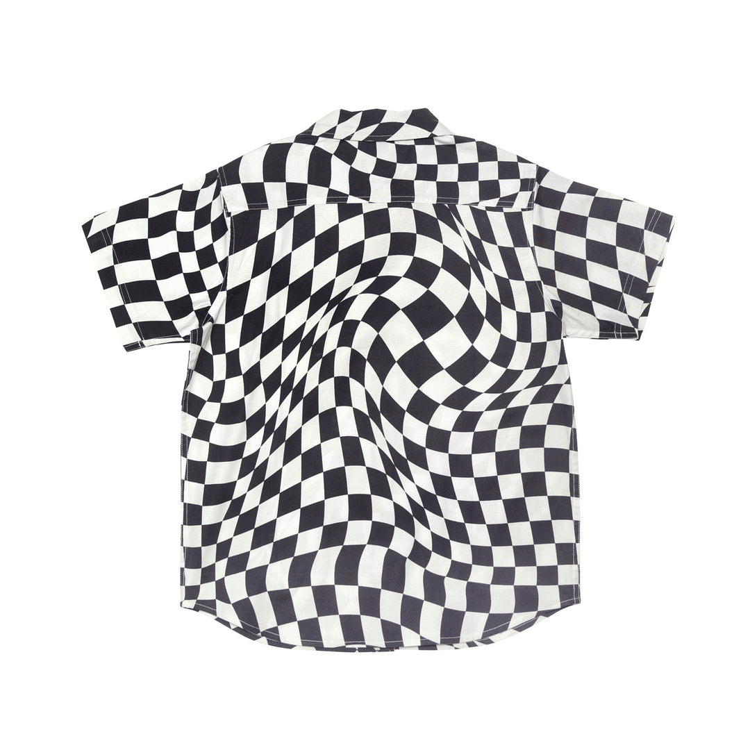 Fasthouse Youth Trip Button Up Shirt Black/White - Rear View