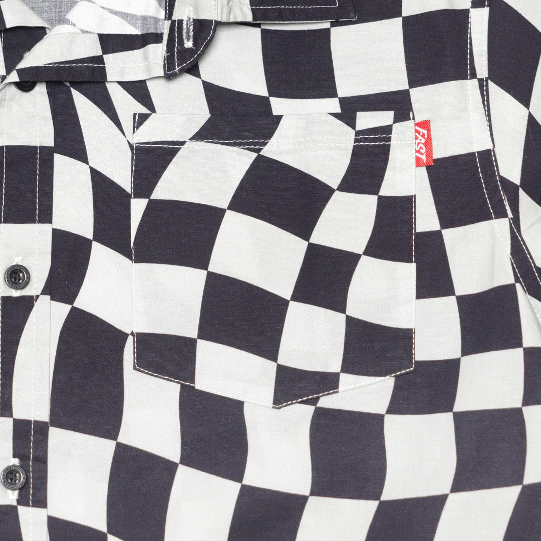 Fasthouse Youth Trip Button Up Shirt Black/White - Close-Up of Chest Pocket