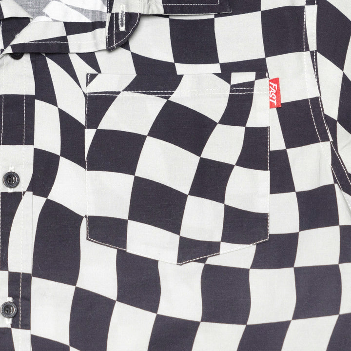 Fasthouse Youth Trip Button Up Shirt Black/White - Close-Up of Chest Pocket