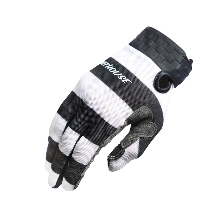 Fasthouse Youth Vapor Jailbird Gloves Black/White - Back of Right Hand View