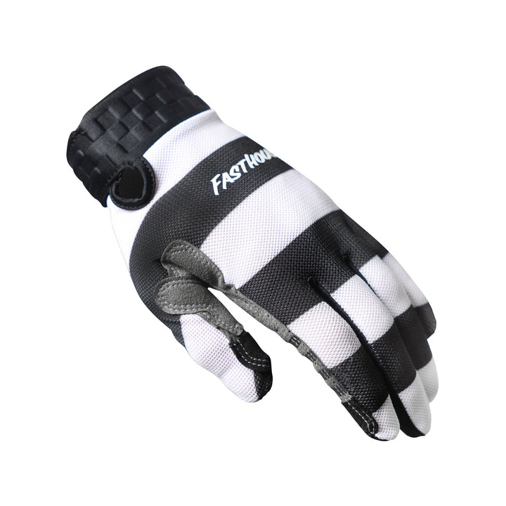 Fasthouse Youth Vapor Jailbird Gloves Black/White - Back of Left Hand View