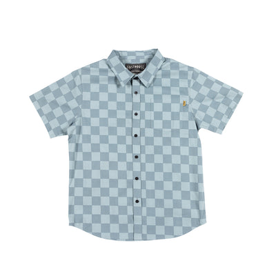 Fasthouse Youth Winston Button-Up Shirt Blue - Front View