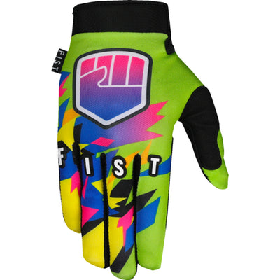 Fist Strapped 90's Gloves Green - Back of Right Hand View