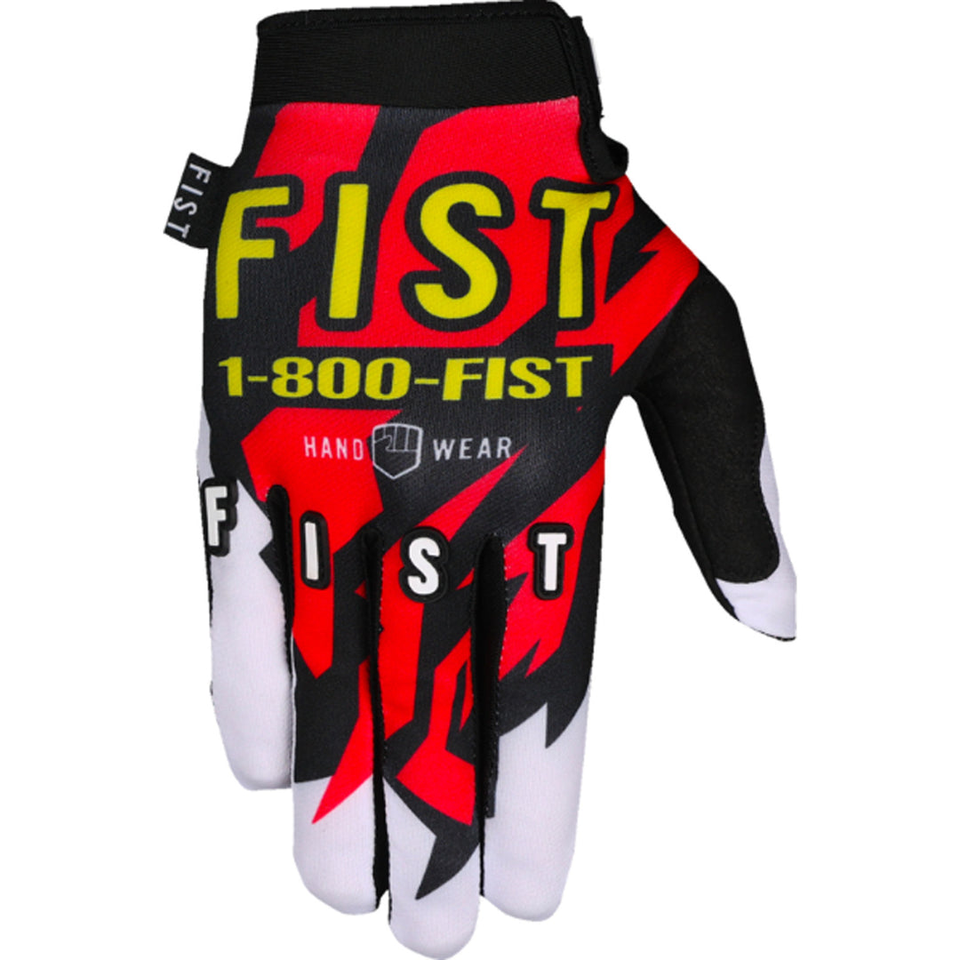 Fist Strapped 90's Gloves Red - Back of Right Hand View