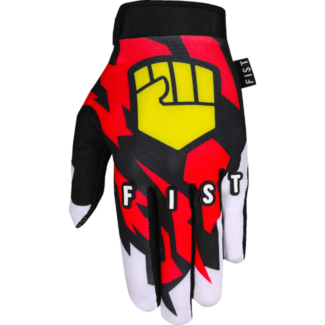 Fist Strapped 90's Gloves Red - Back of Left Hand View