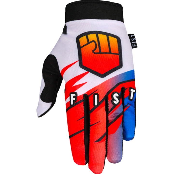 Fist Strapped 90's Gloves White - Back of Left Hand View