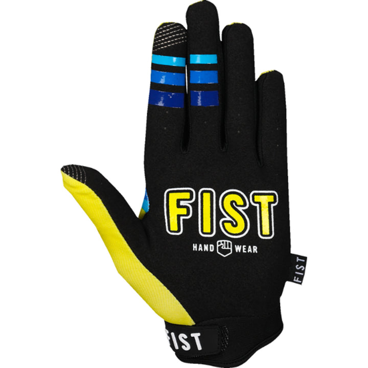 Fist Strapped 90's Gloves Yellow - Left Hand Palm View