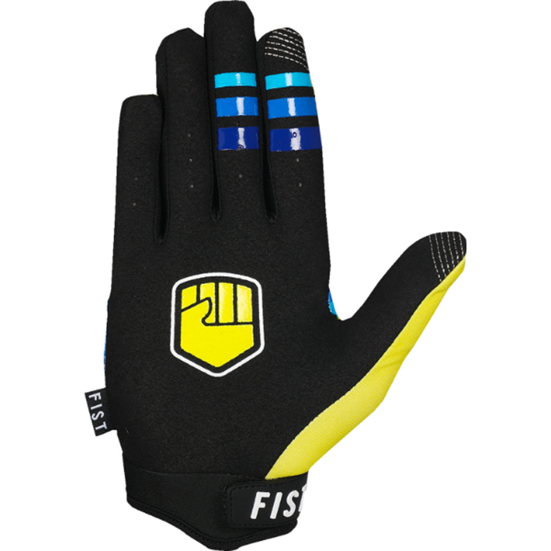 Fist Strapped 90's Gloves Yellow - Right Hand Palm View