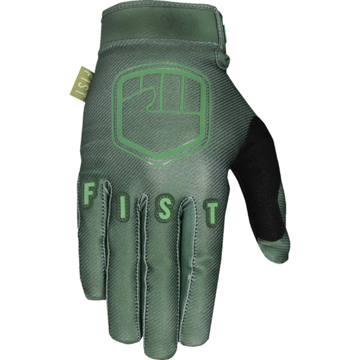 Fist Strapped Earth Stocker Gloves Olive - Back of Hand View