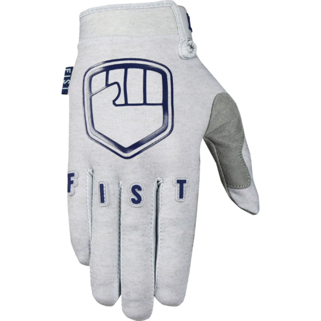 Fist Strapped Grey Trackie Gloves - Back of Hand View