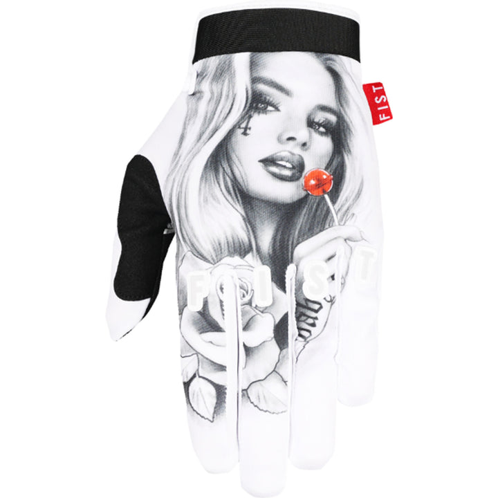 Fist Strapped Hannah Roberts Red Label Eye Candy Gloves - Back of Left Hand View