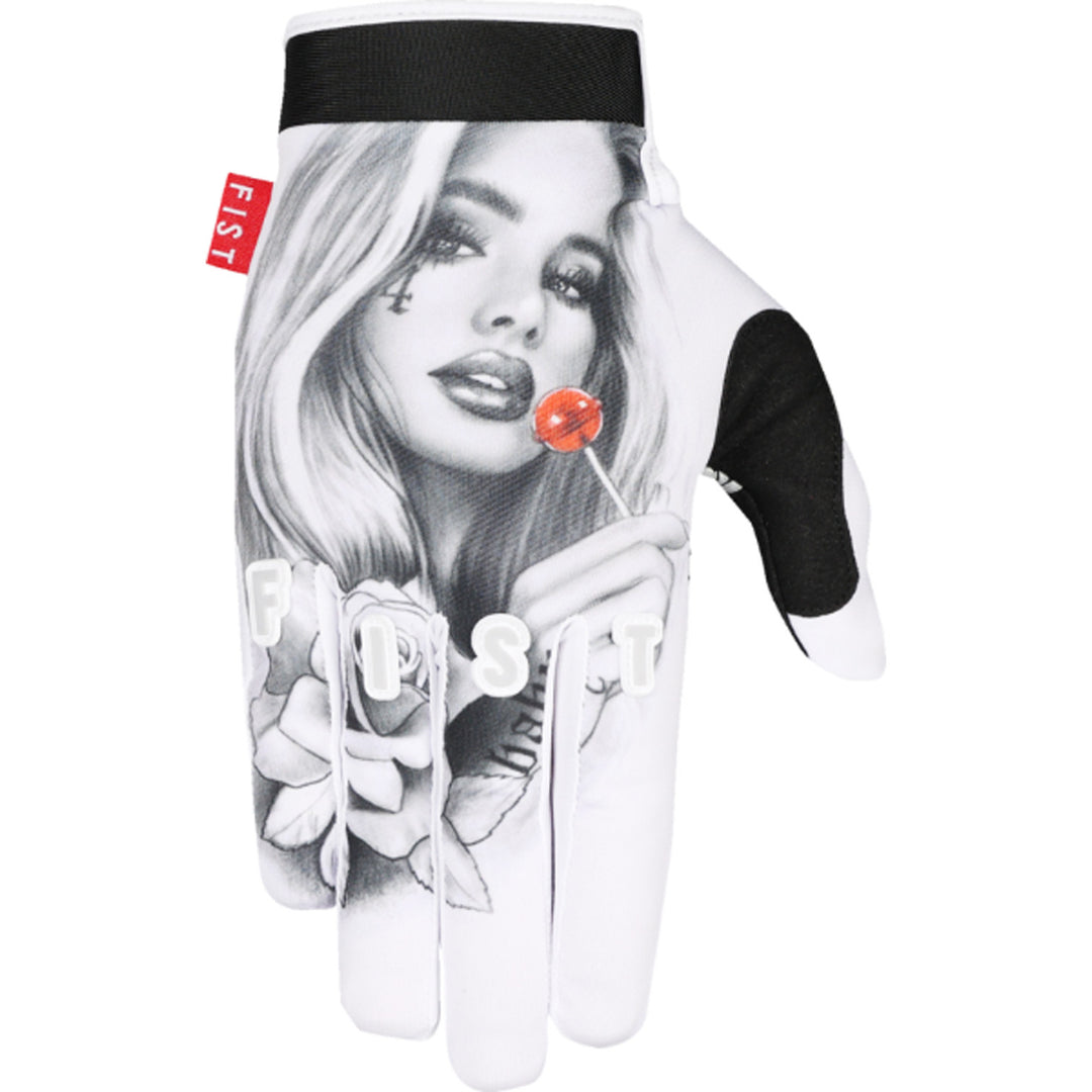 Fist Strapped Hannah Roberts Red Label Eye Candy Gloves - Back of Right Hand View