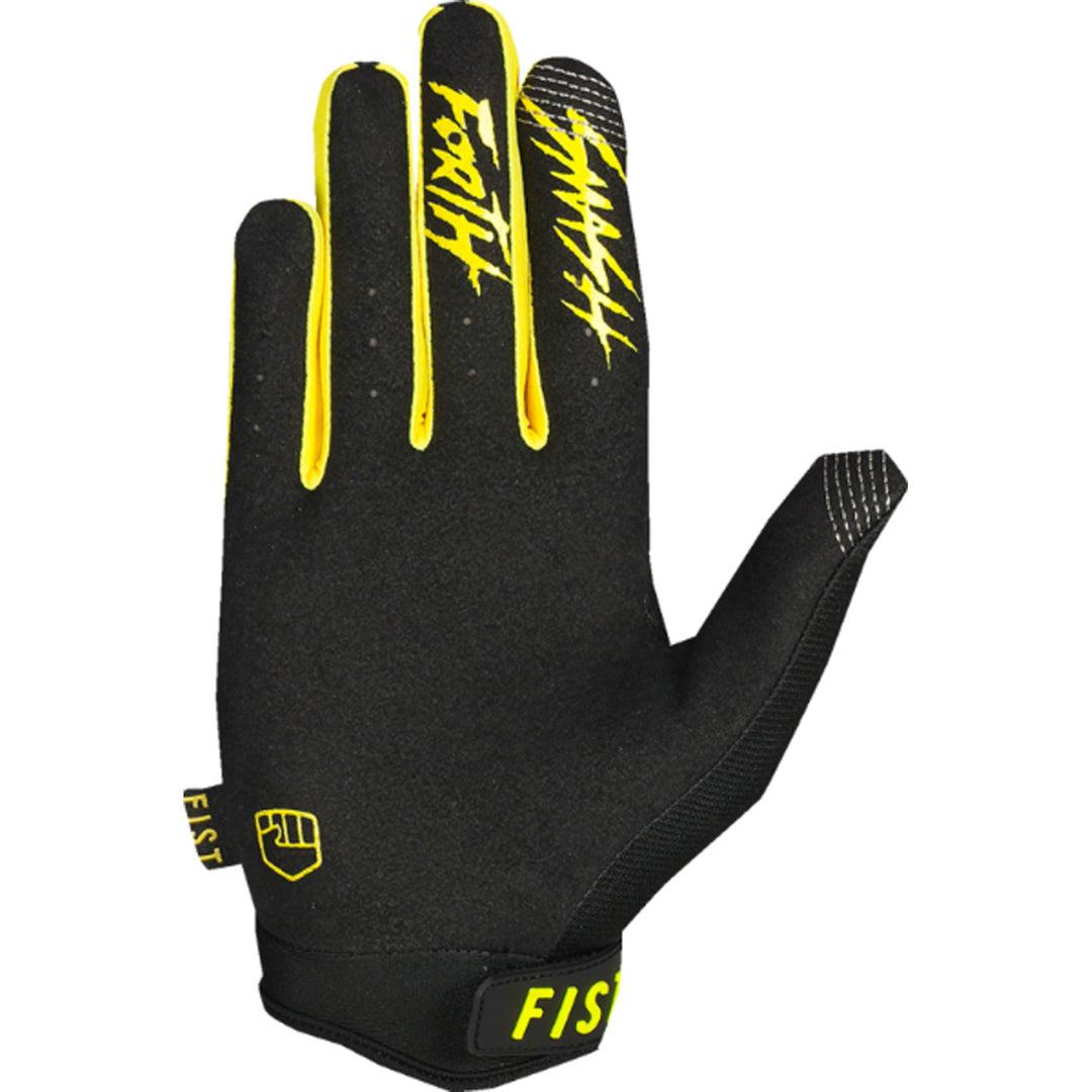 Fist Strapped Stocker Gloves Fluoro Yellow - Palm View