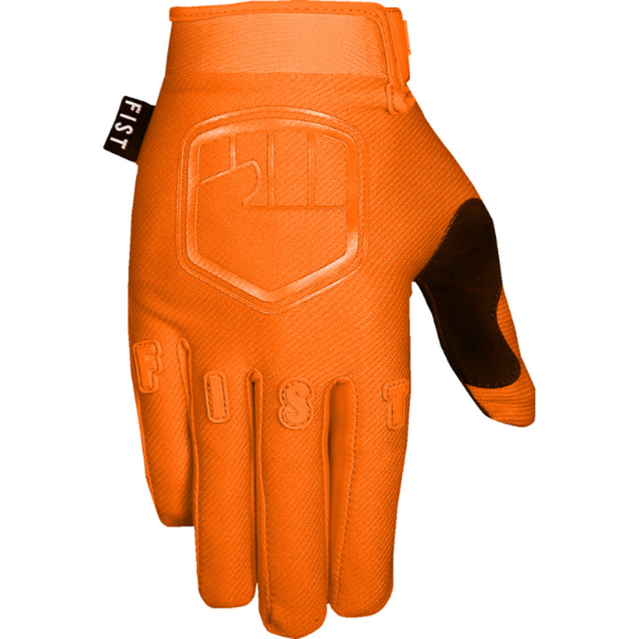 Fist Strapped Stocker Gloves Orange - Back of Hand View