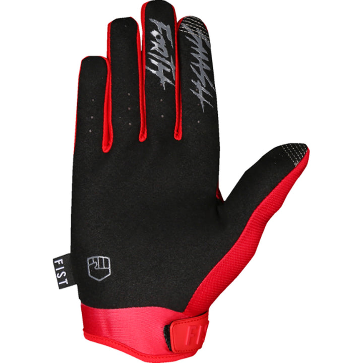 Fist Strapped Stocker Gloves Red - Palm View