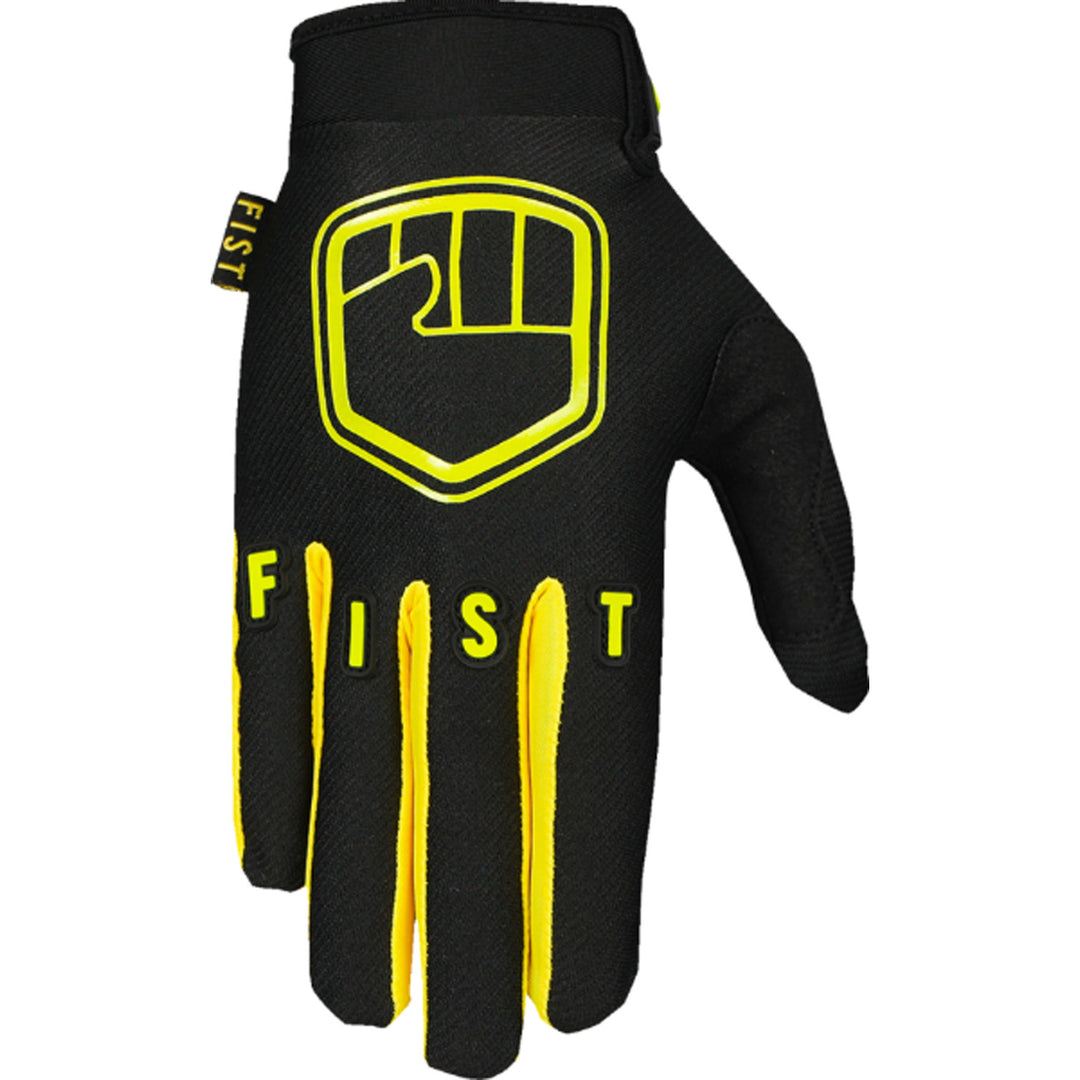 Fist Youth Strapped Stocker Gloves Fluoro Yellow - Back of Hand View