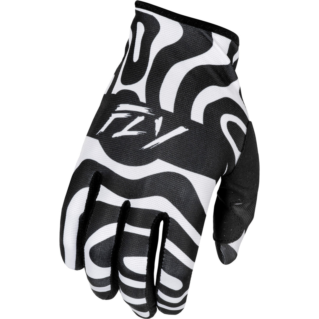 Fly Racing Lite Abyss Gloves White/Black - Back of Right Hand View