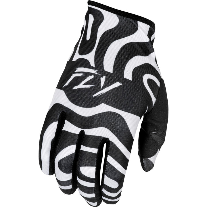 Fly Racing Lite Abyss Gloves White/Black - Back of Right Hand View