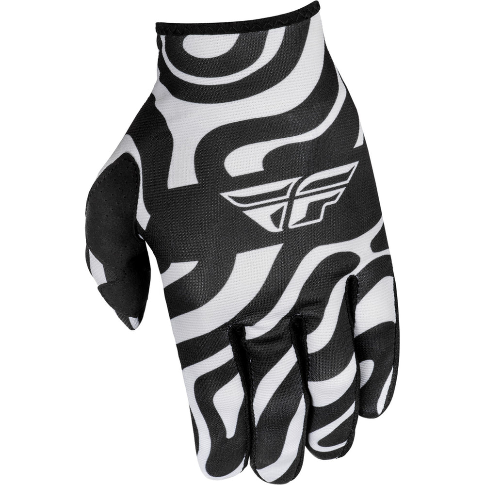 Fly Racing Lite Abyss Gloves White/Black - Back of Left Hand View
