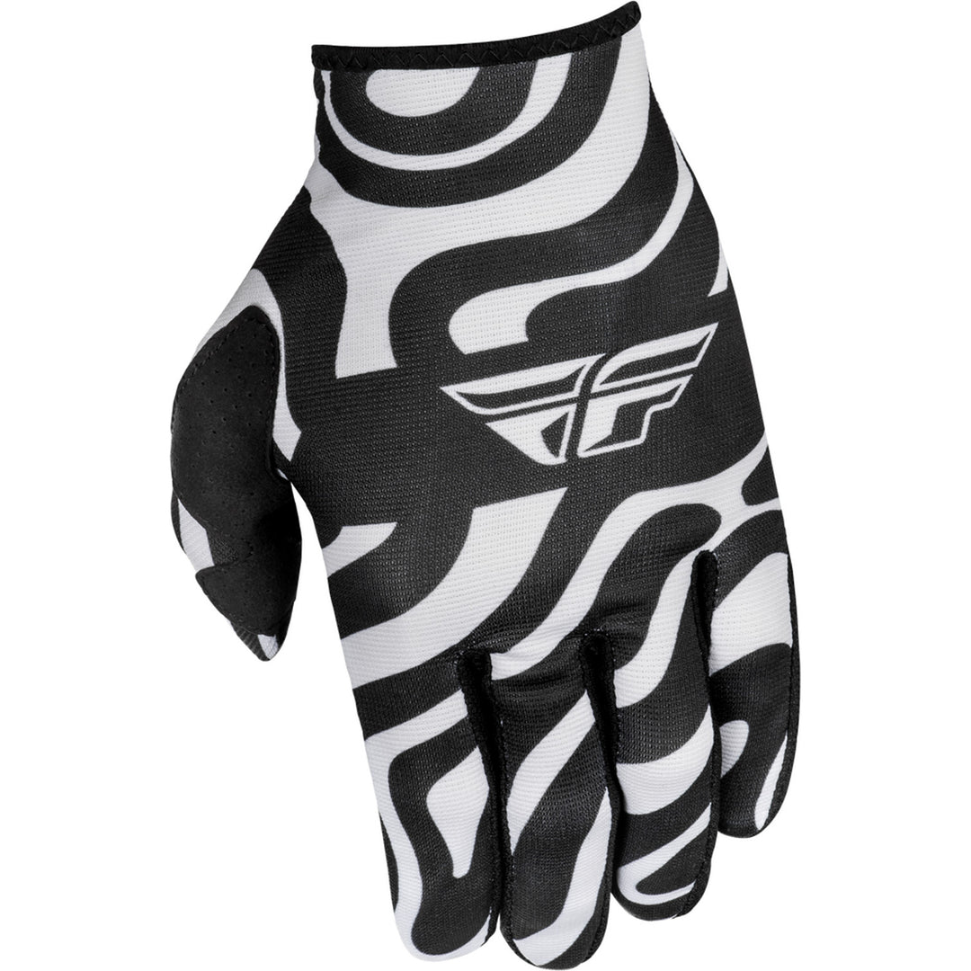 Fly Racing Lite Abyss Gloves White/Black - Back of Left Hand View