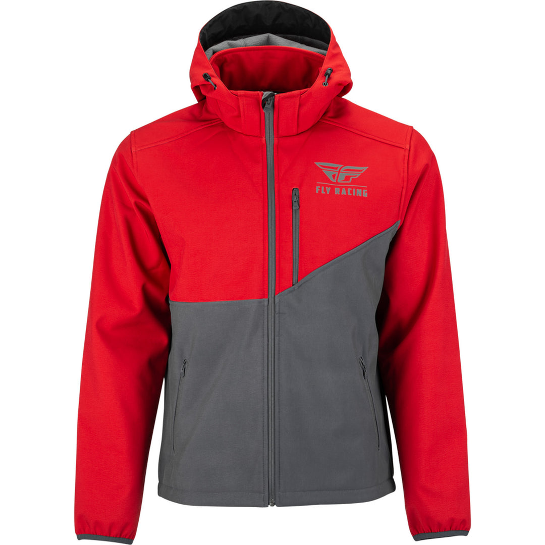 Fly Racing Checkpoint Jacket Grey/Red - Front View