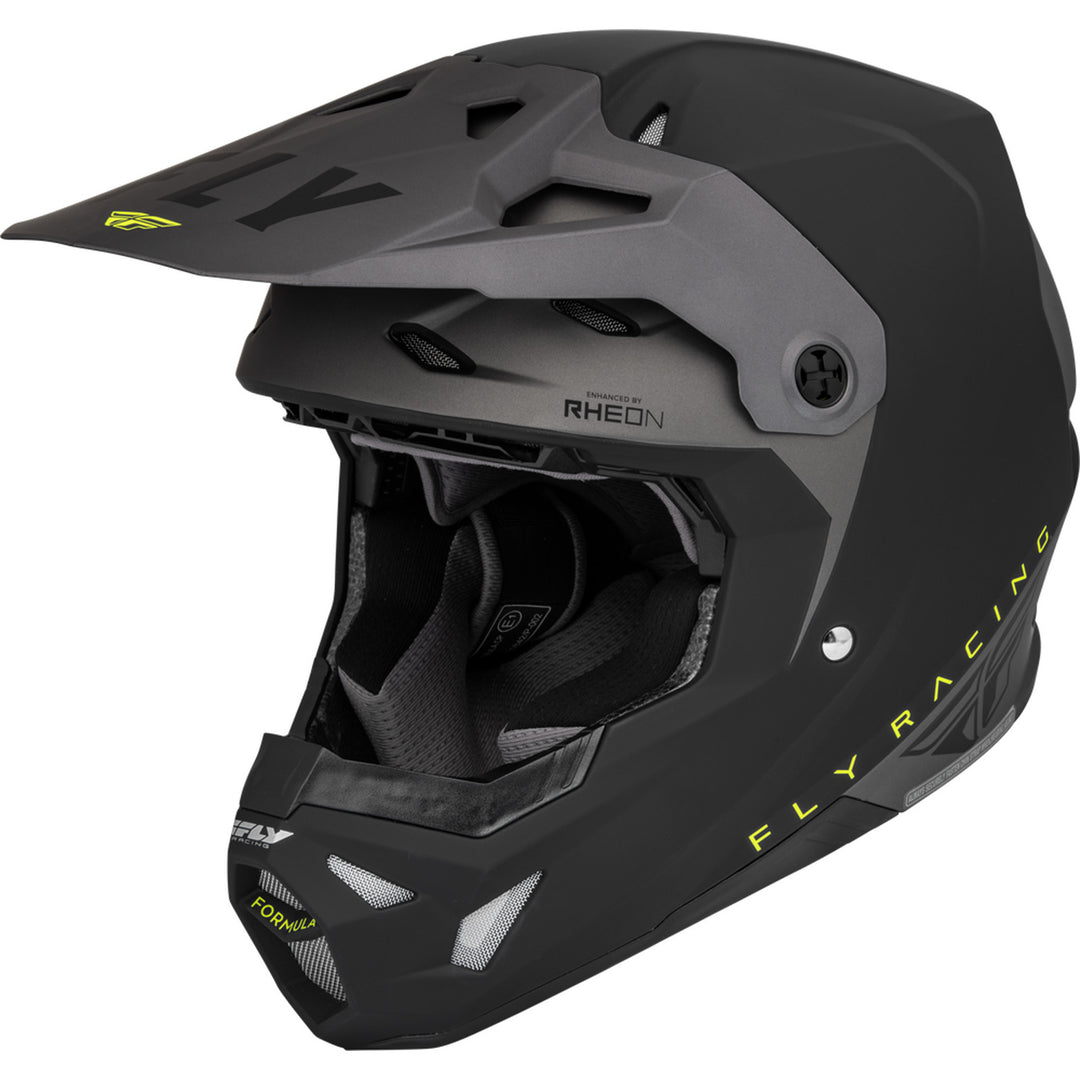 Fly Racing Formula CP Slant Helmet Matte Black/Grey/Hi-Vis - Front Side View