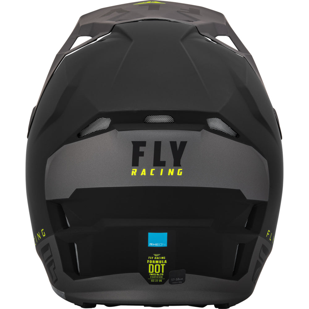 Fly Racing Formula CP Slant Helmet Matte Black/Grey/Hi-Vis - Rear View