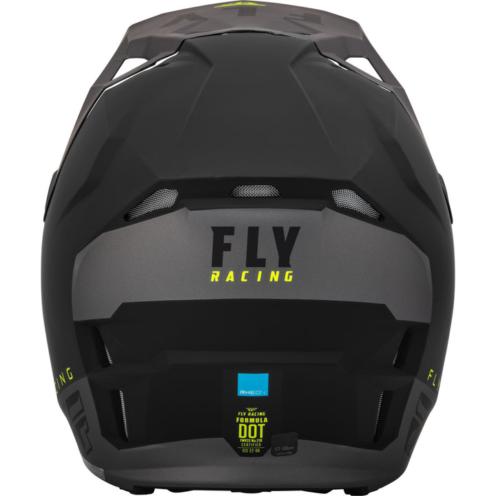 Fly Racing Formula CP Slant Helmet Matte Black/Grey/Hi-Vis - Rear View