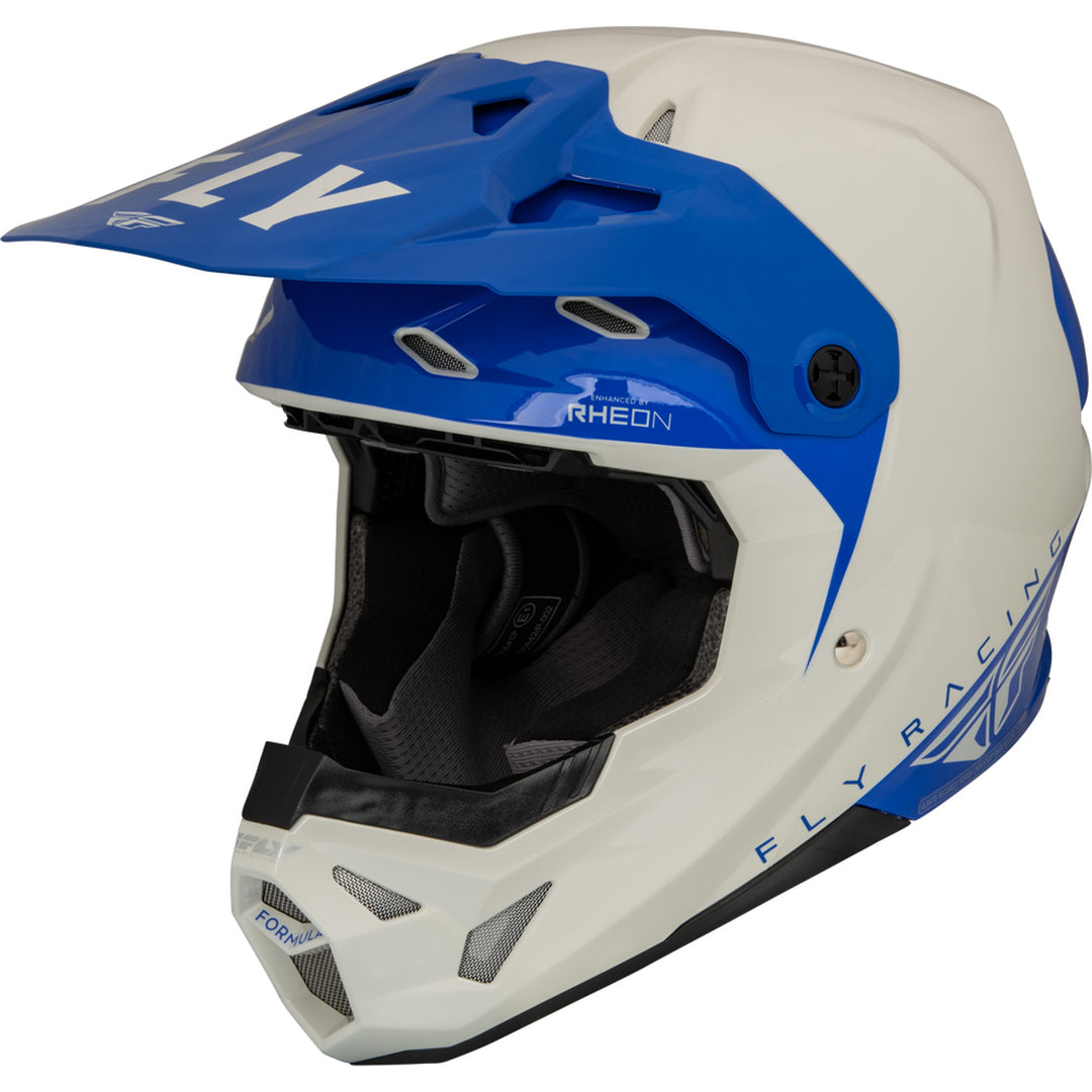 Fly Racing Formula CP Slant Helmet Grey/Blue - Front Side View