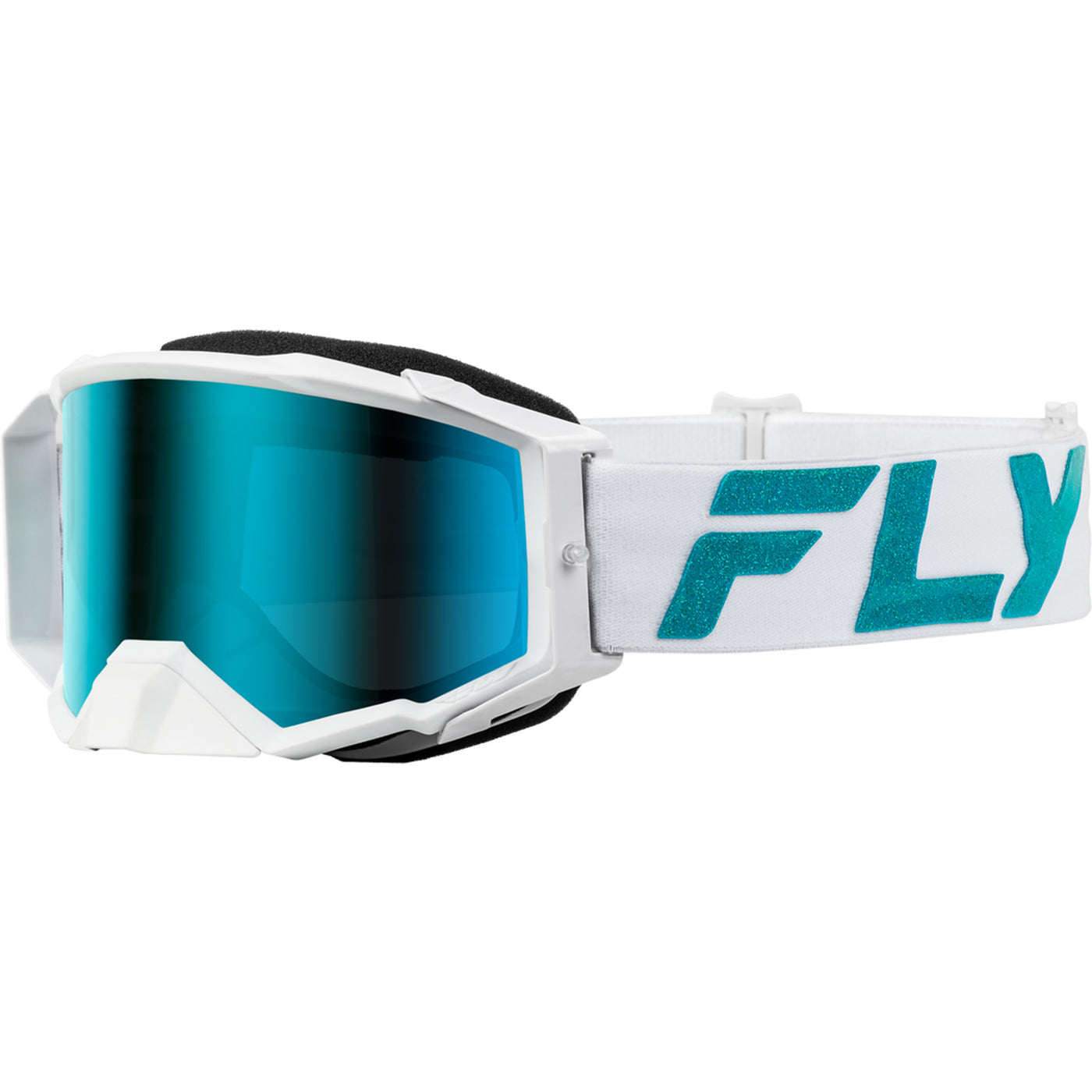 Fly Racing Zone Elite Goggle White/Teal - Front Side View