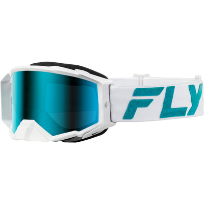 Fly Racing Zone Elite Goggle White/Teal - Front Side View