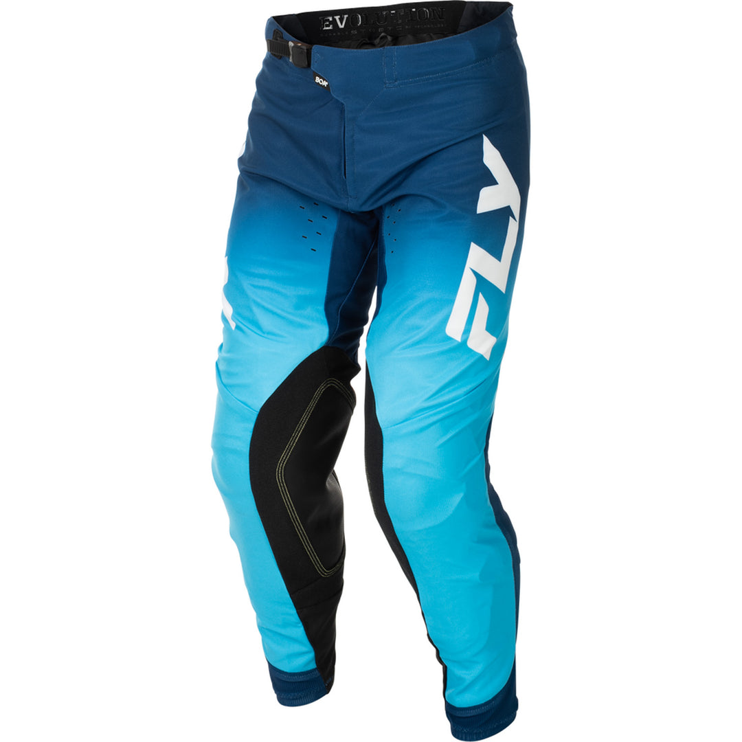 Fly Racing Evolution DST Pants Blue/White - Front Left Side View