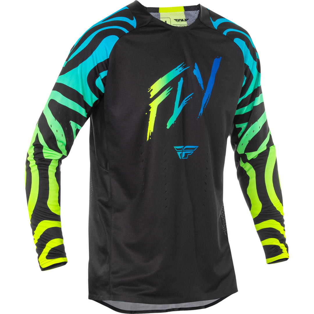 Fly Racing Evolution DST Zen Jersey Black/Blue/Hi-Vis - Front View