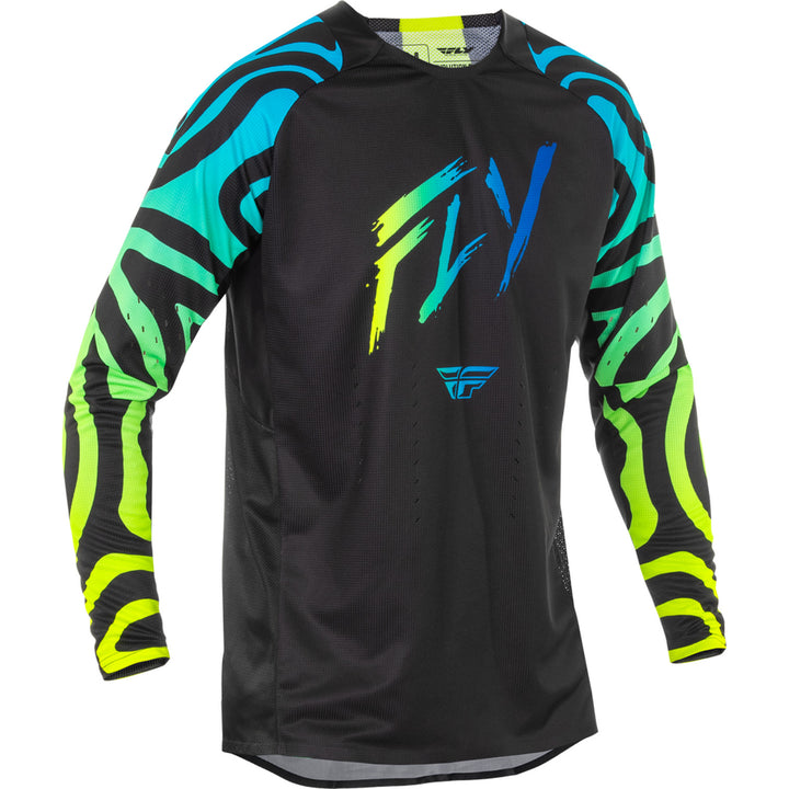 Fly Racing Evolution DST Zen Jersey Black/Blue/Hi-Vis - Front View