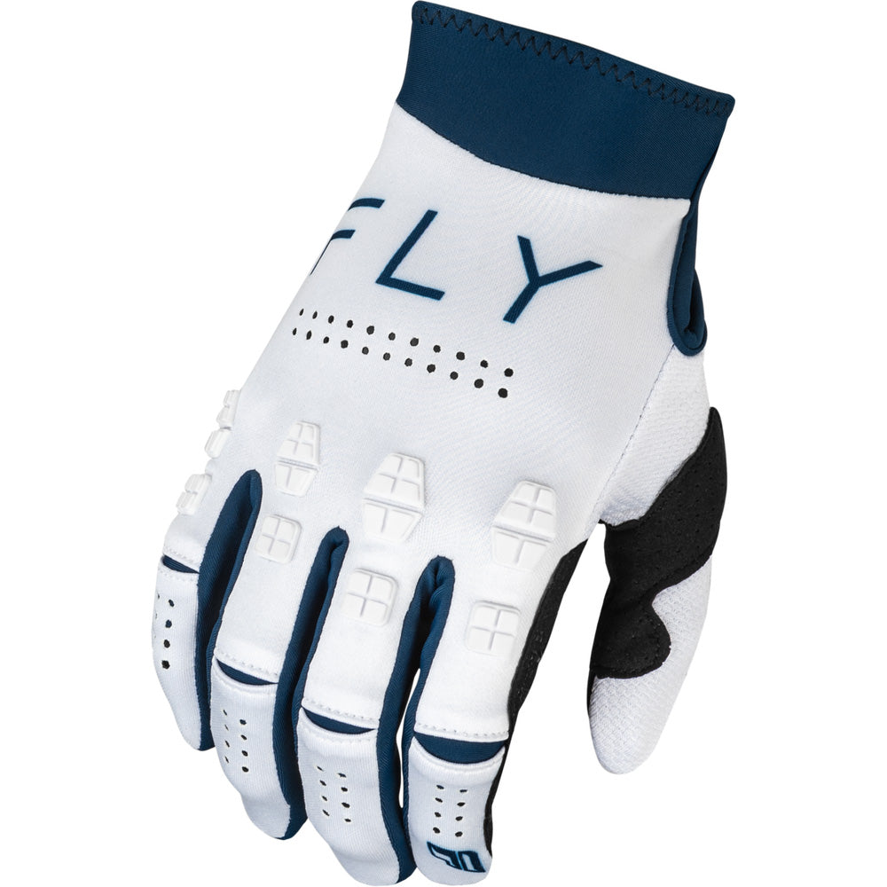 Fly Racing Evolution DST Gloves White/Navy - Back of Hand View