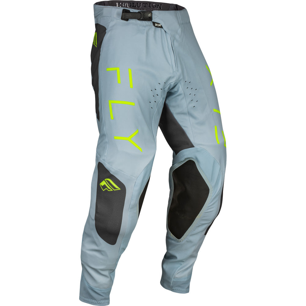 Fly Racing Evolution DST Pants Ice Grey/Charcoal/Neon Green - Front Right Side View