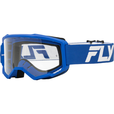 Fly Racing Focus Goggle Blue/White - Front Side View