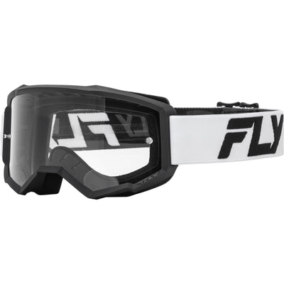 Fly Racing Focus Goggle White/Black - Front Side View